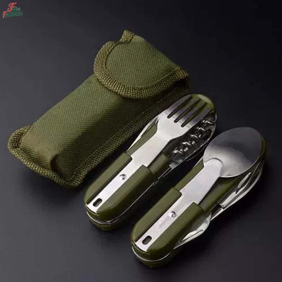 Camp Utensil Set - Ensemble de voyage 5-en-1 en acier