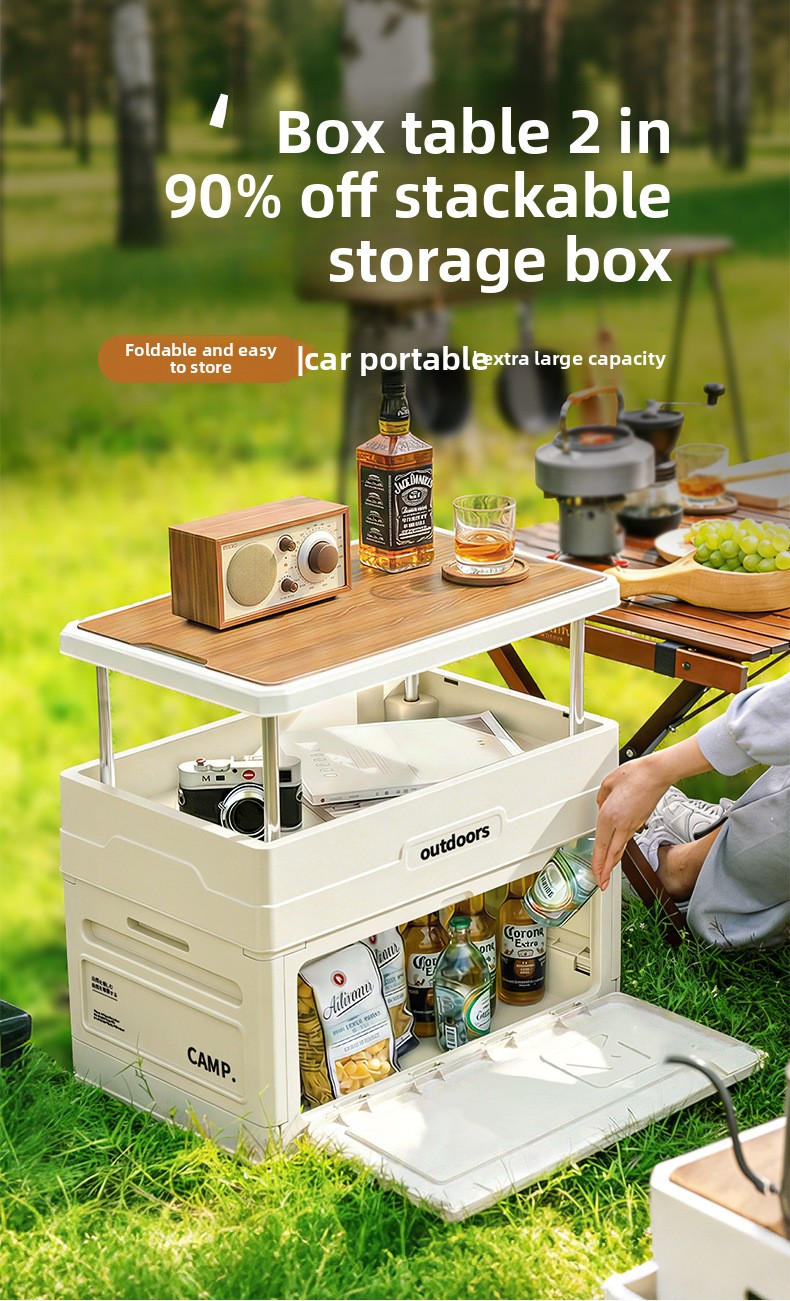 Outdoor Camping Table With Storage - Boîte de rangement pliable pour le
