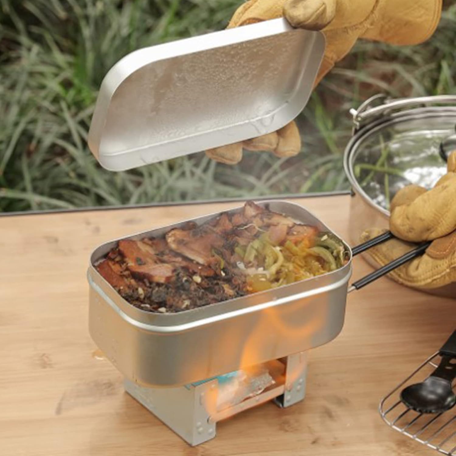 Outdoor Camping World - Poignée de boîte à Bento pliable,