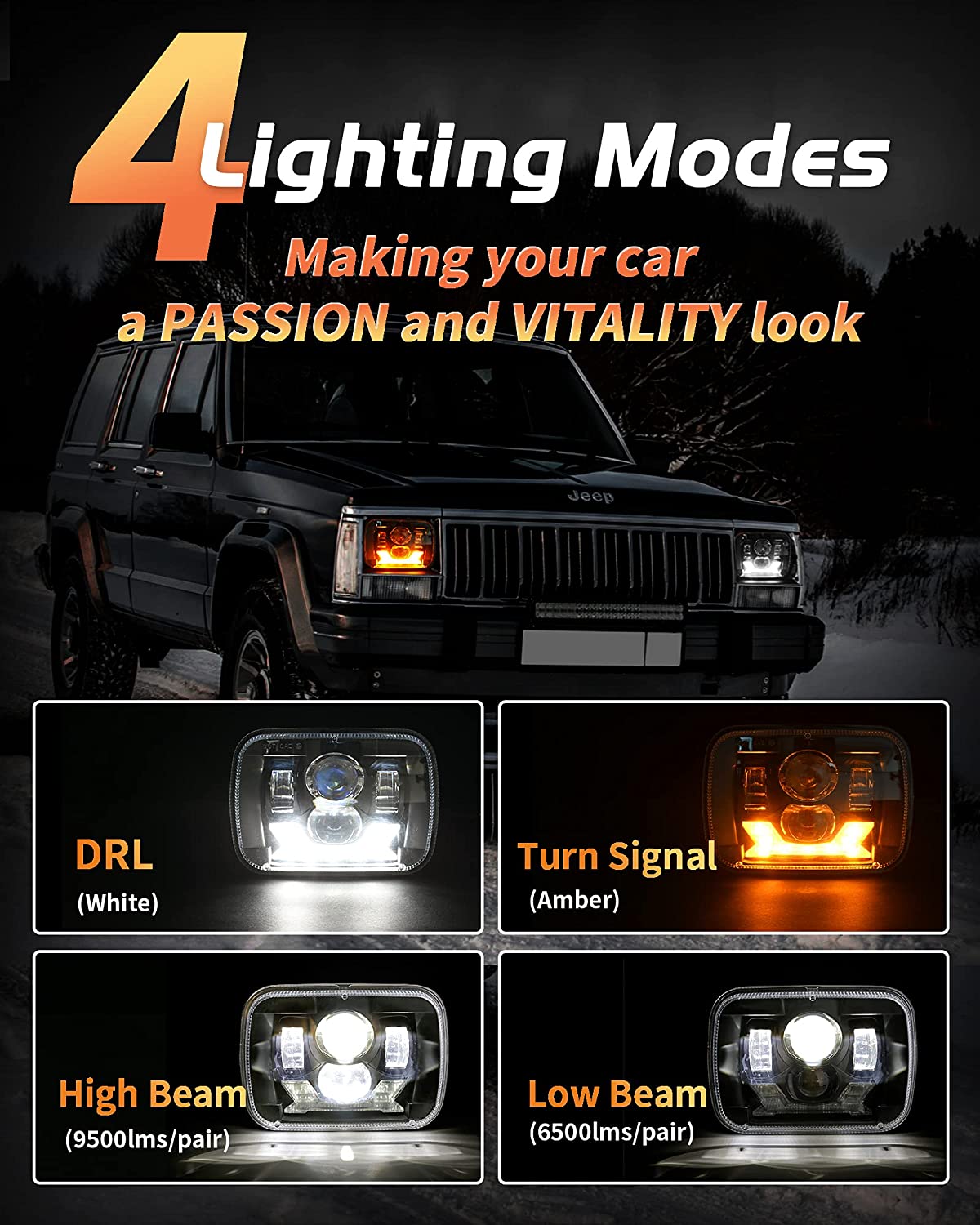 Phares LED 5x7 7x6 9600LM 180W - Outdoor Camping Jeep avis et prix