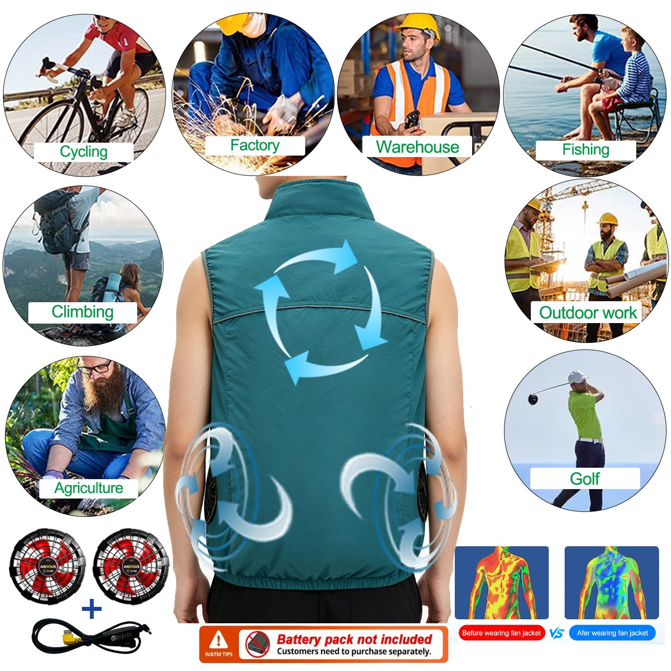 Gilet de refroidissement USB 1 - Outdoor Camping Air Conditioner avis et prix