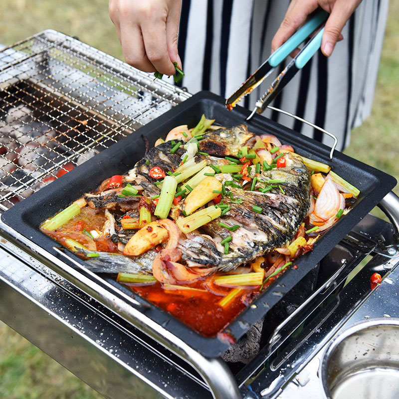 Poêle à griller carrée épaisse - Camp Cooking Set avis et prix