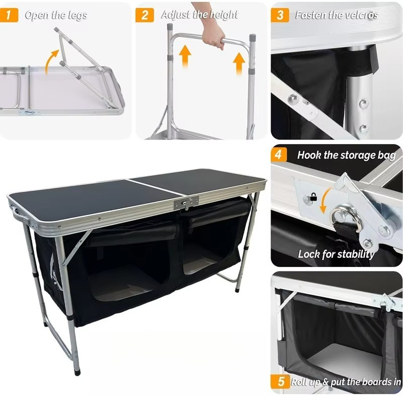 Table de camping pliante en al - Outdoor Camping Table With Storage avis et prix