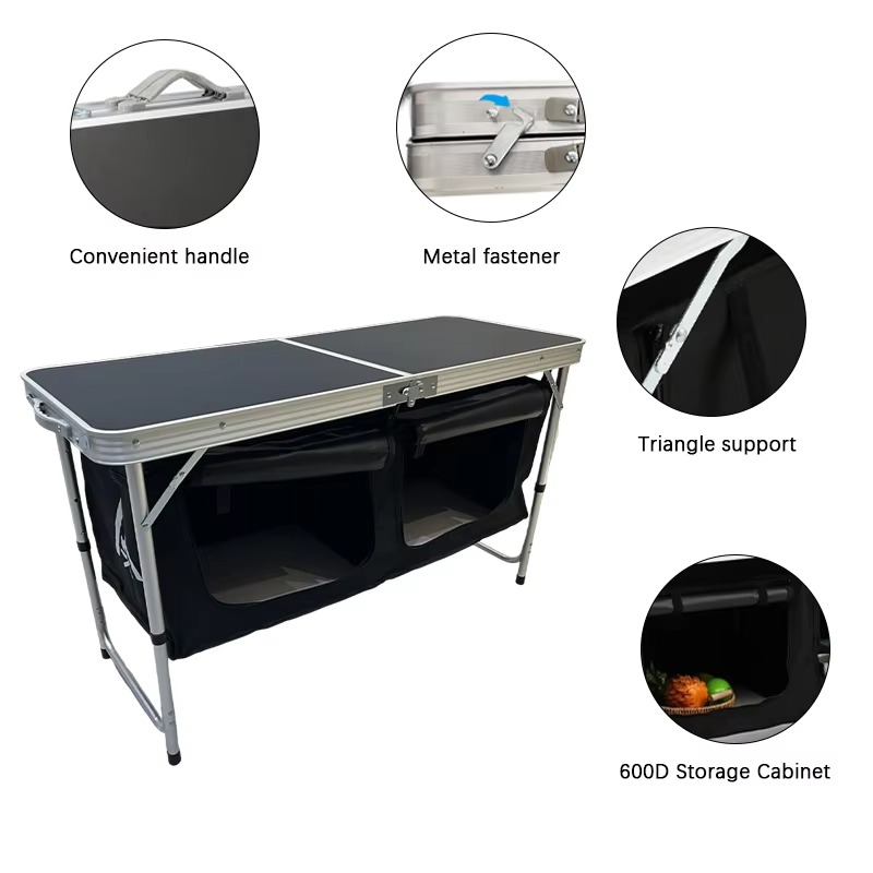 Table de camping pliante en al - Outdoor Camping Table With Storage avis et prix