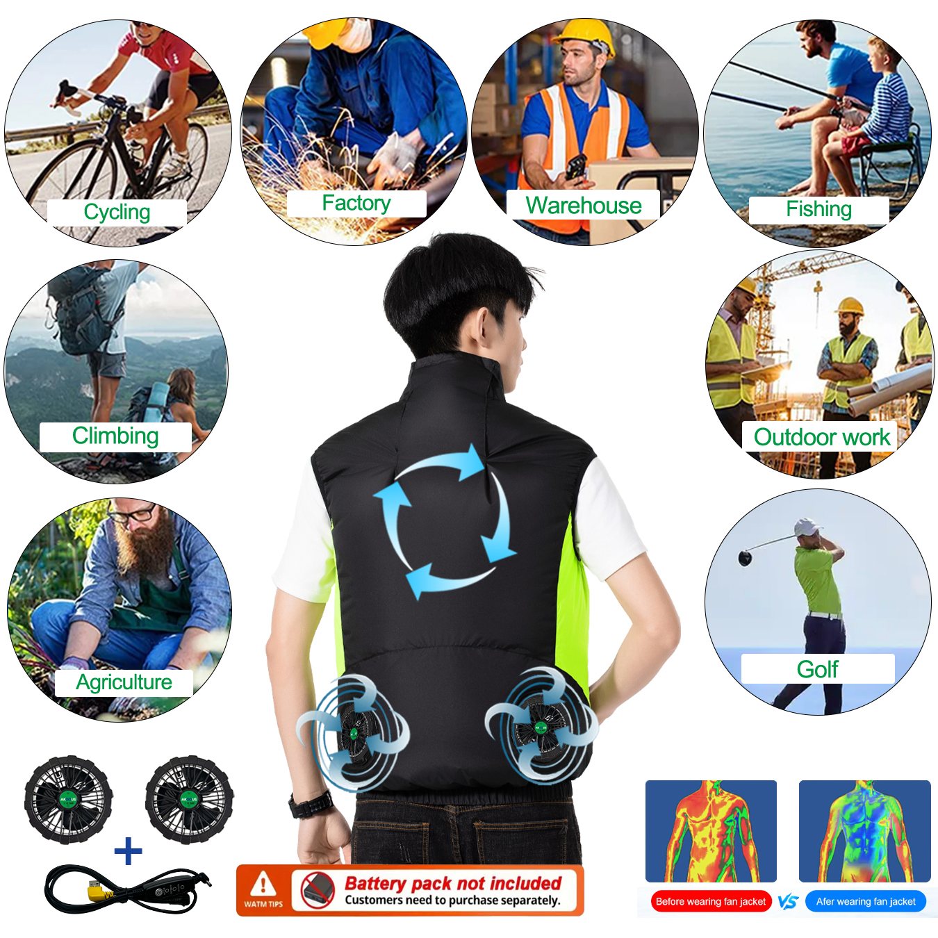 Veste rafraîchissante USB 12V  - Outdoor Camping Air Conditioner avis et prix